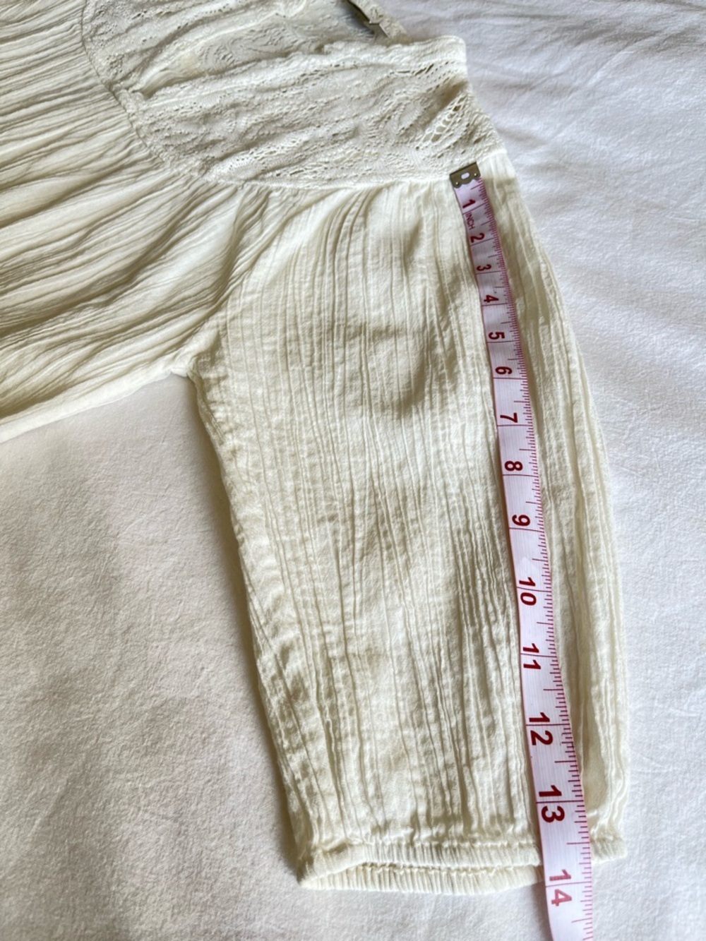 Ricki’s White Lace Boho Blouse Peasant Gauze Top Size 0 Cottagecore Romantic - Picture 5 of 16